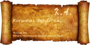 Korponai Agnéta névjegykártya